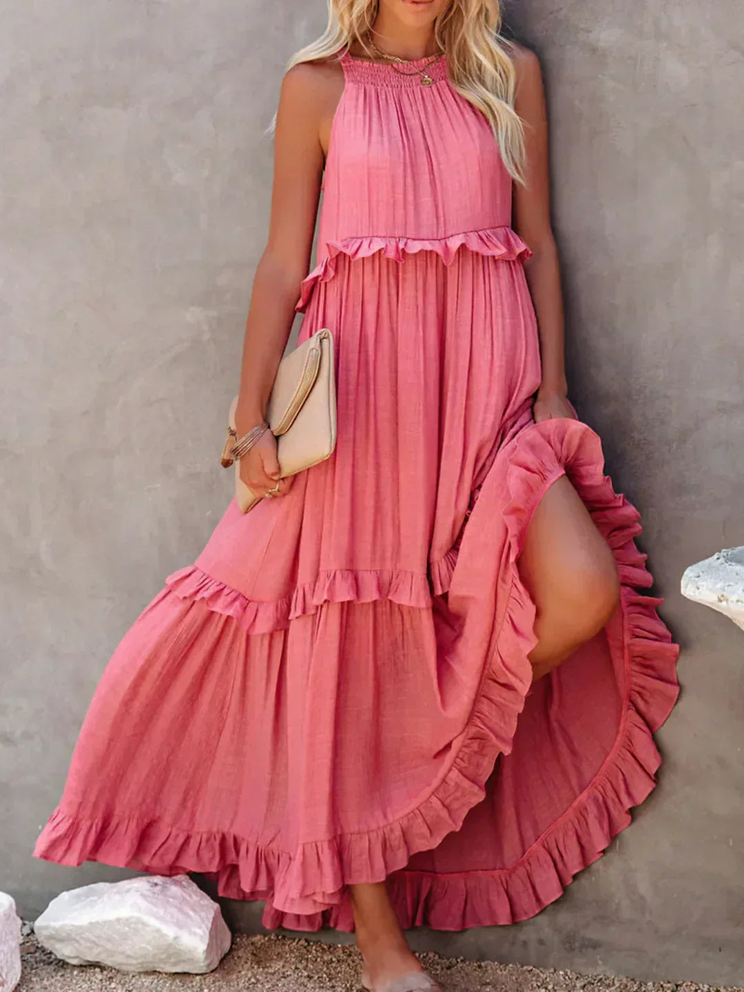 Emily™ | Halter Ruffle Maxi Dress (Almost sold out )