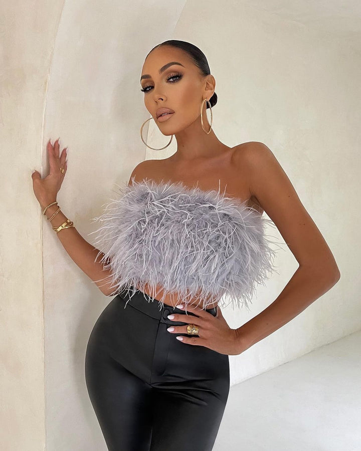 Arlette™ | Chic Feather Tube Top