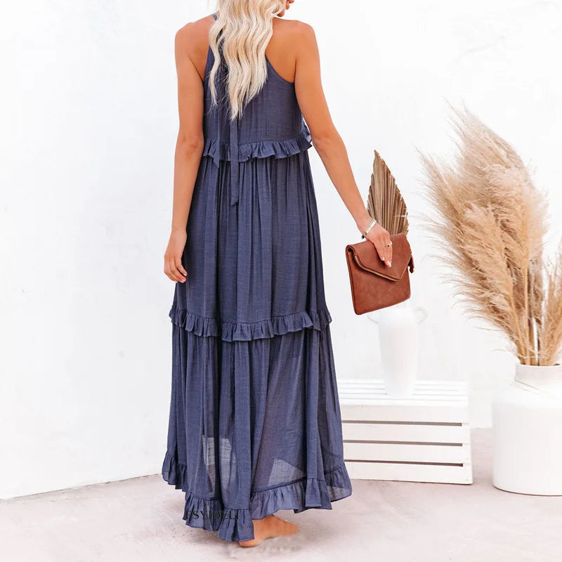 Emily™ | Halter Ruffle Maxi Dress (Almost sold out )