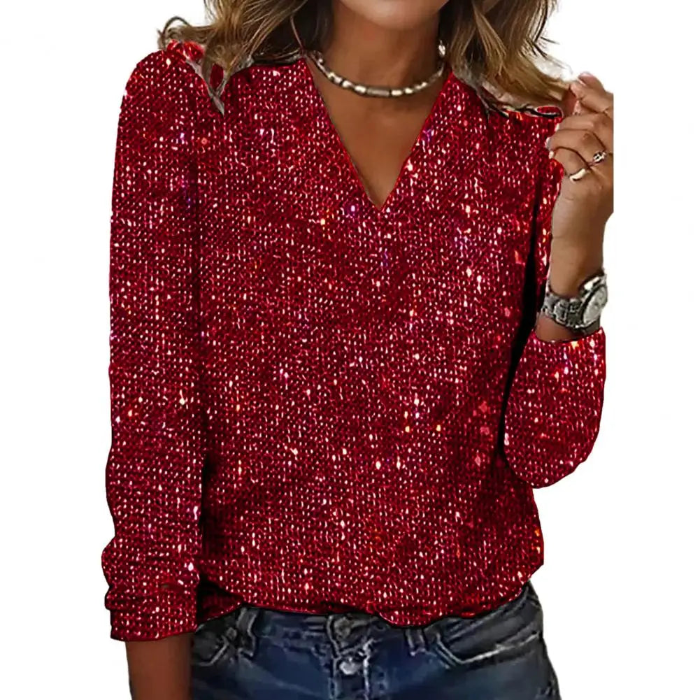 NYLIX™ Shine Luxury V-Neck Top