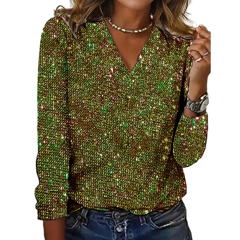 NYLIX™ Shine Luxury V-Neck Top