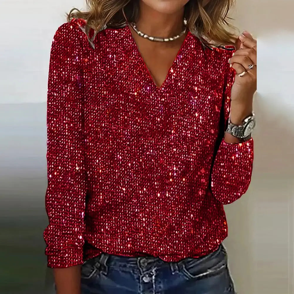 NYLIX™ Shine Luxury V-Neck Top