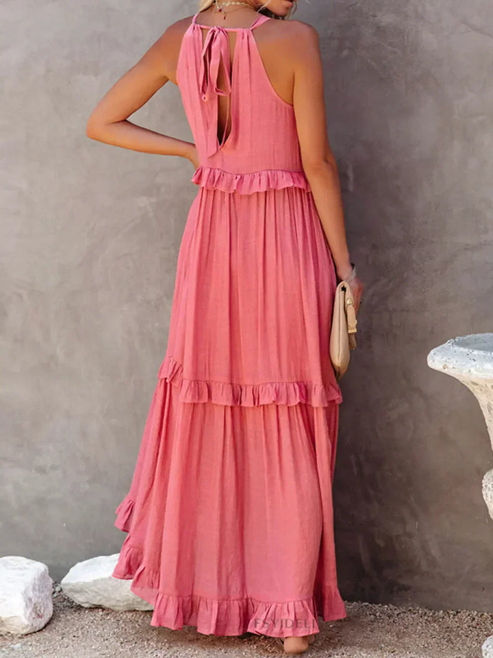 Emily™ | Halter Ruffle Maxi Dress (Almost sold out )