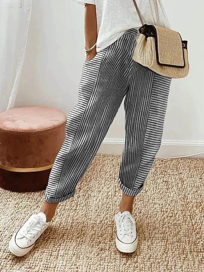 Celia™ | Classic Striped Cotton Trousers