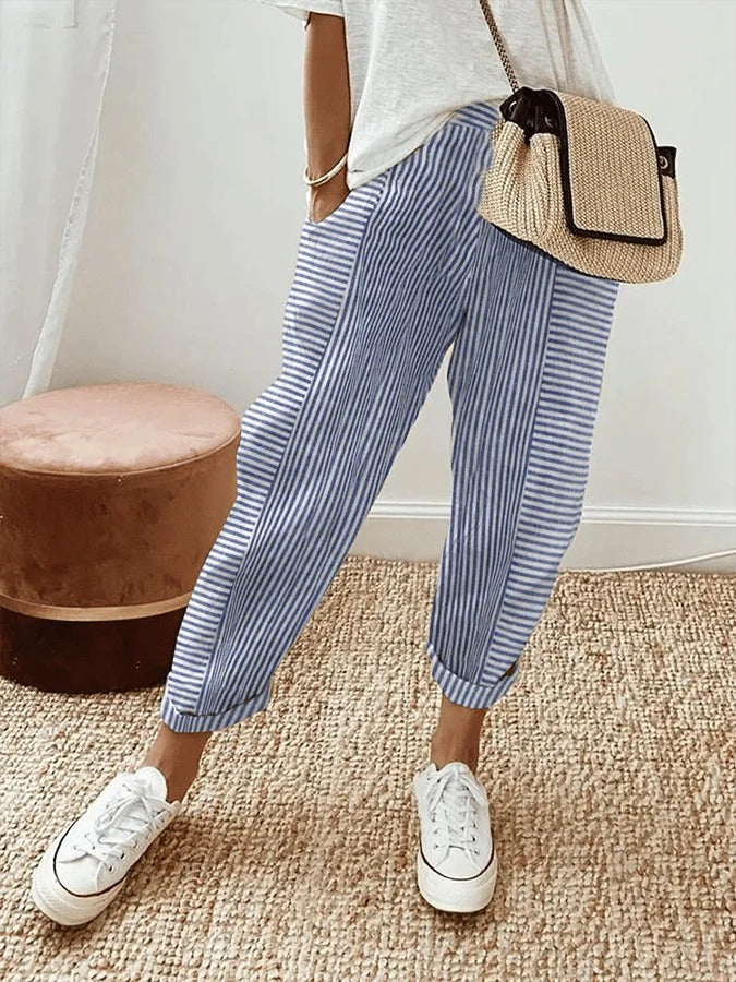 Celia™ | Classic Striped Cotton Trousers