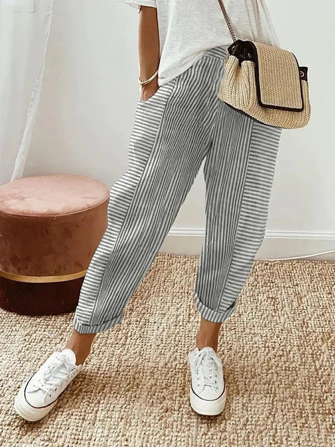 Celia™ | Classic Striped Cotton Trousers