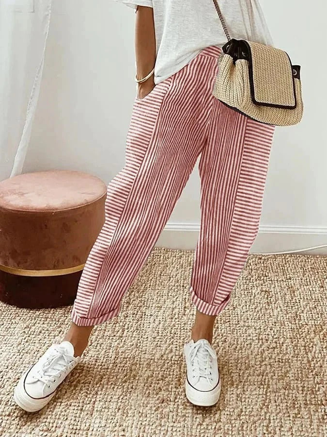 Celia™ | Classic Striped Cotton Trousers